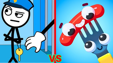 FORK N SAUSAGE vs THIEF PUZZLE GAME - Walkthrough Funny Gameplay, ASMR Best iOS Android Games
