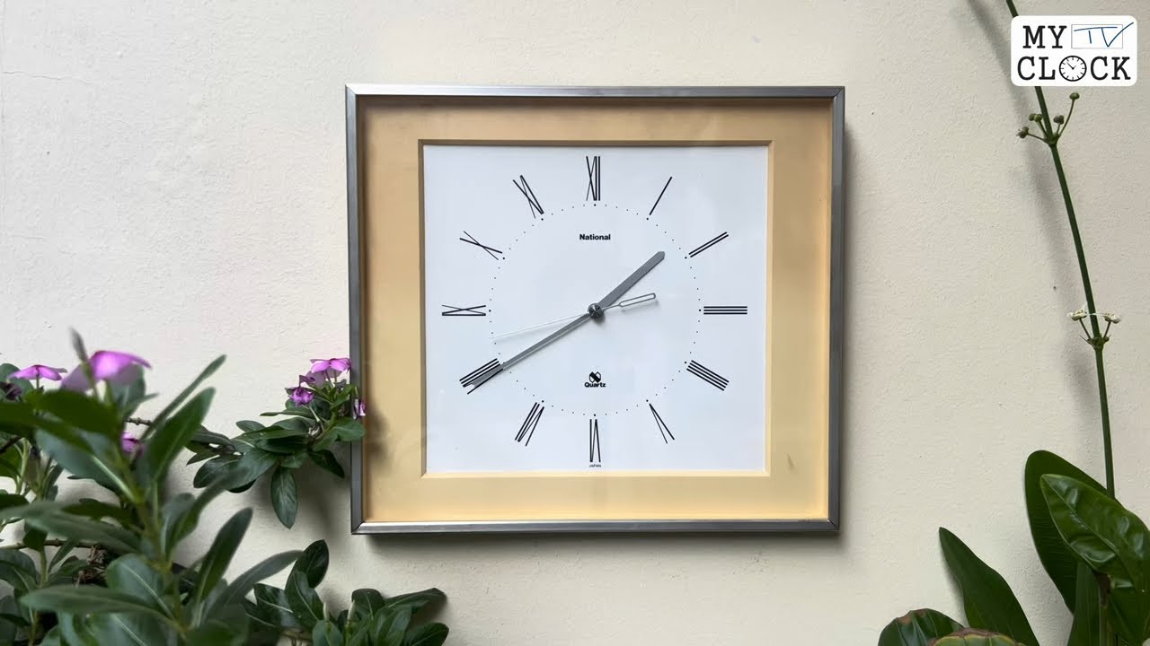 National TF602 Vintage Clock 31cm Rectangular Aluminum Frame White