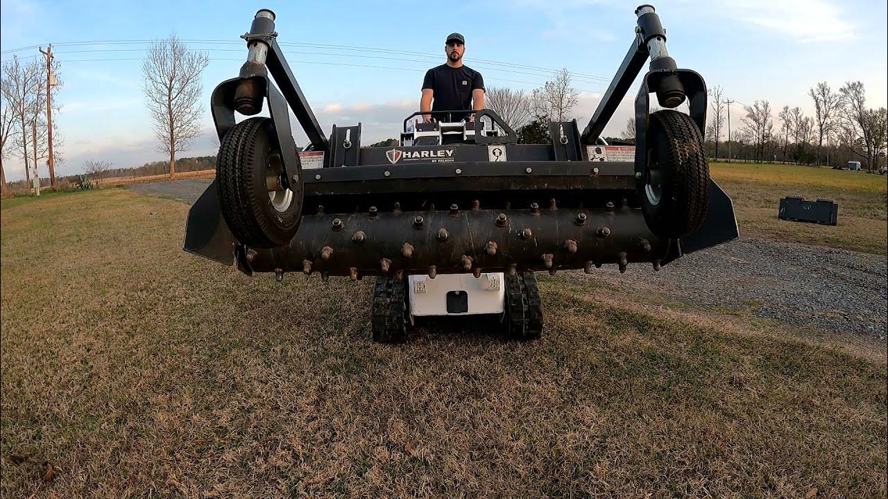 Bobcat MT85 harley rake on a gravel driveway YouTube