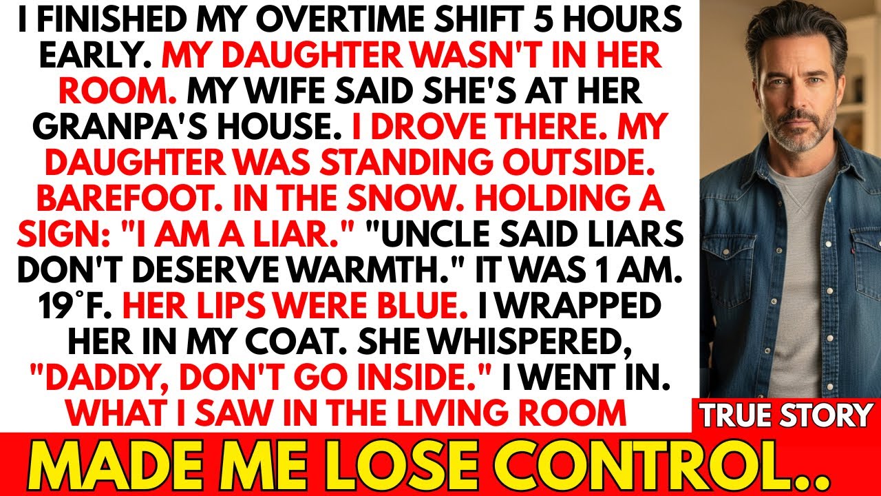 Finished Overtime Early. Daughter Was Barefoot in the Snow Holding a Sign. "Don't Go Inside, Daddy."