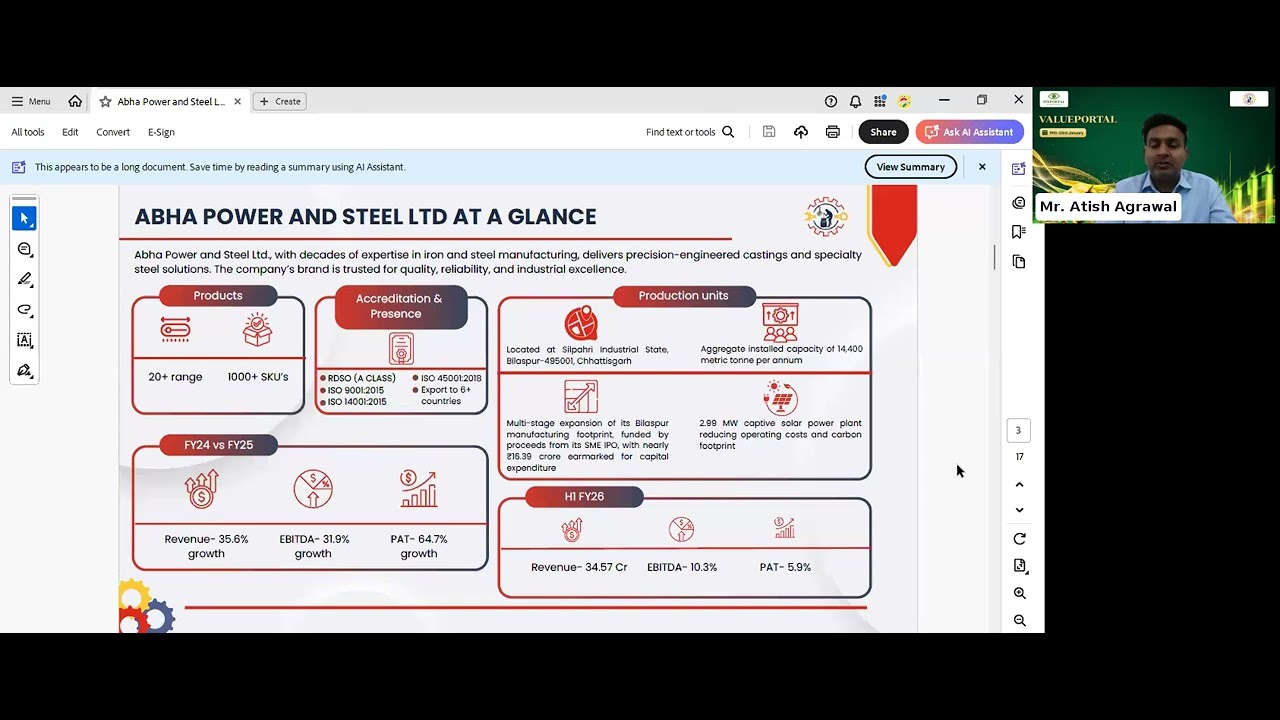 Abha Power and Steel Ltd Value Portal Event Call | Abha Power and Steel Ltd