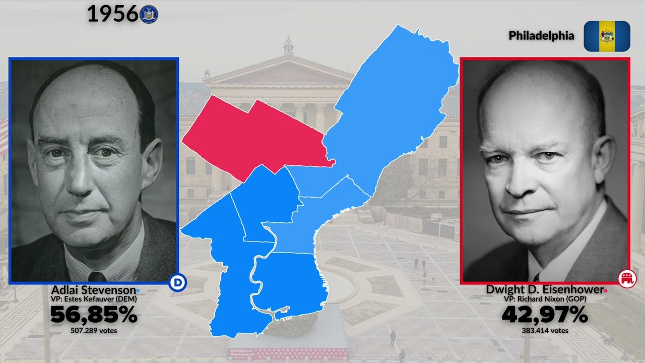 United States Presidential Election 1956 in major cities