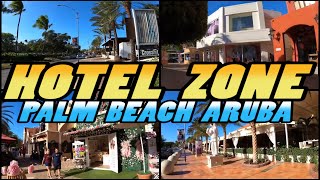 Palm Beach Aruba HOTEL ZONE Walking Tour - L.G. Smith Boulevard - Aruba (4k)