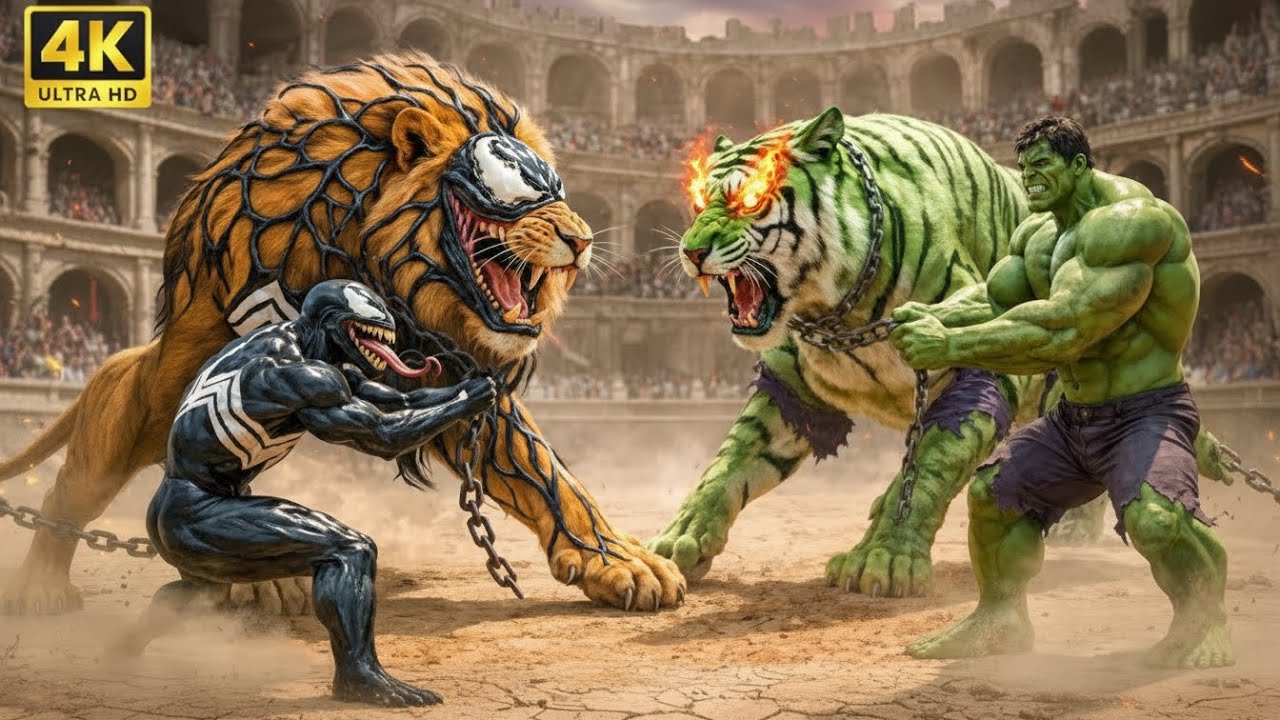 Legendary Venom Lion 🆚 Savage Hulk Wolf 🐺🦁  Epic Arena Showdown  Who Will Win?