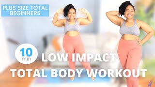 PLUS SIZE/Beginner Low Impact Total Body 10 Minute Cardio Workout (NO Jumping, Knee Friendly)