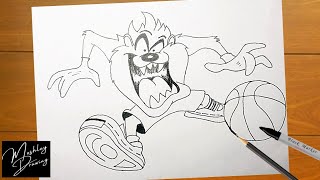 How to Draw Taz The Tasmanian Devil from Space Jam