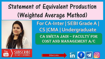 Equivalent Production | Weighted Average Method| By CA Sweta Jain | CA Inter | CS | Bcom | BBA | CMA