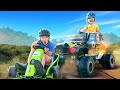 Braxton and ryders monster truck challenge epic go kart race  funny and educational