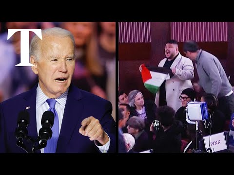 President Biden interrupted by protests in Virginia