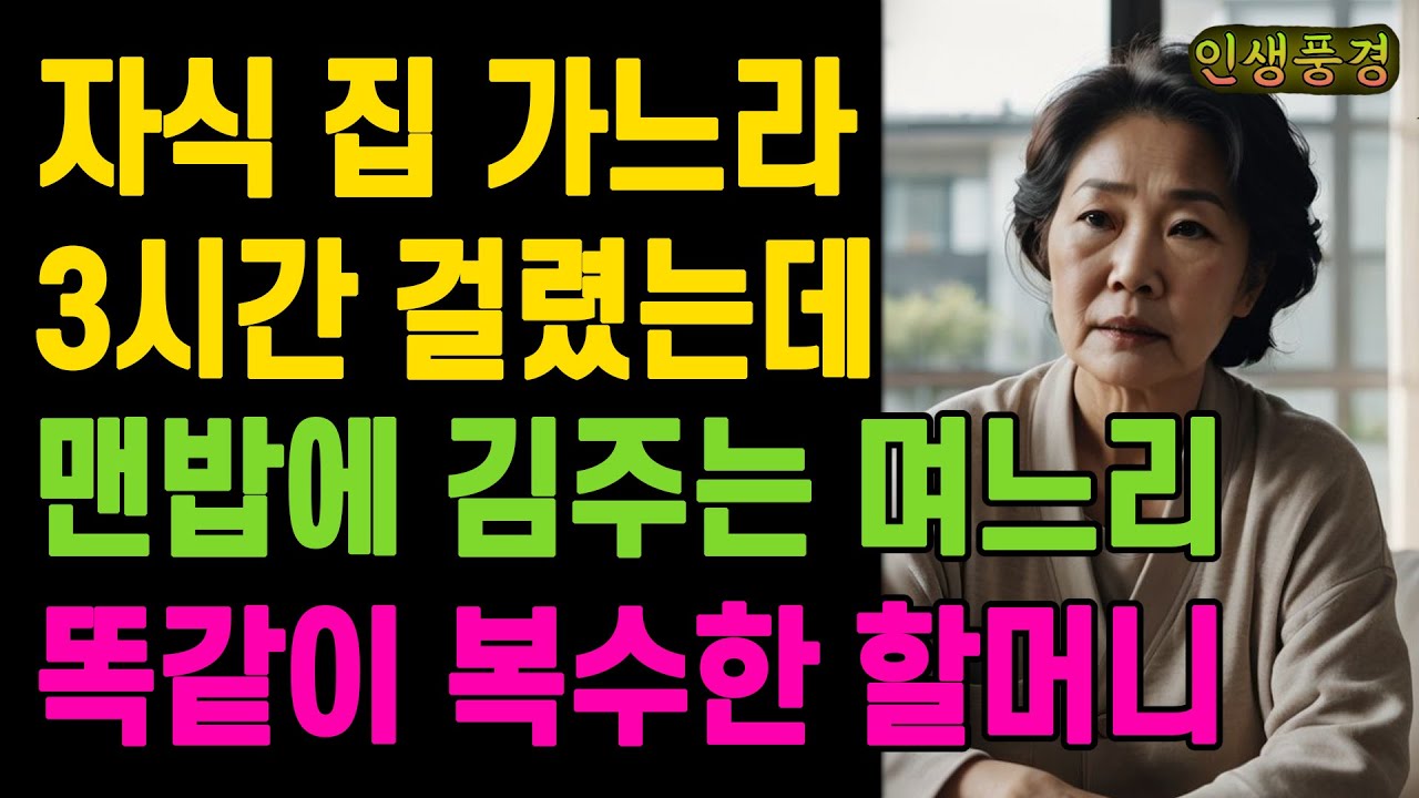 자식집 가느라 3시간 걸렸는데 맨밥에 김주는 며느리에 똑같이 복수한 할머니 노년의 삶의 지혜 행복한 노후생활 부모자식갈등 사연 이야기 오디오북