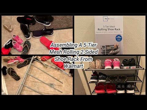 Mainstays 10 Tier 60 Pair Metal and Mesh Rolling Shoe Rack