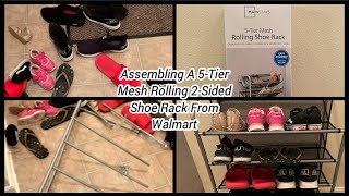 Mainstays 10 Tier 60 Pair Metal and Mesh Rolling Shoe Rack