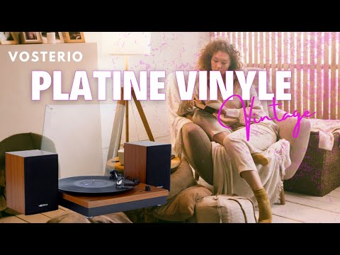 🎶 PLATINE VINYLE Vintage Bluetooth Stéréo pour disques 33, 45 et 78 Tours de chez VOSTERIO B-661