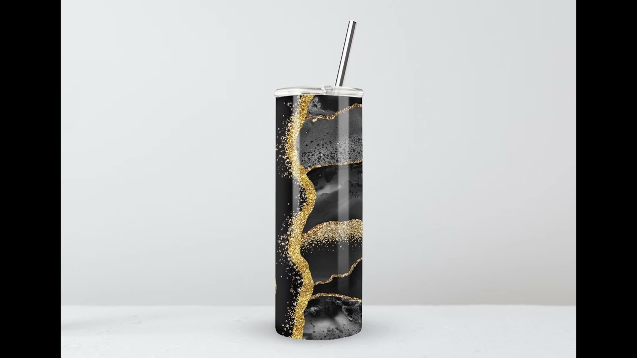 Tumbler Schwarz Gold personalisierbar