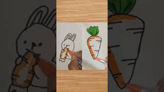 Easy art ideas for kids, bunny carrot drawing ideas #shorts #art #ytshorts #trending #drawing #craft