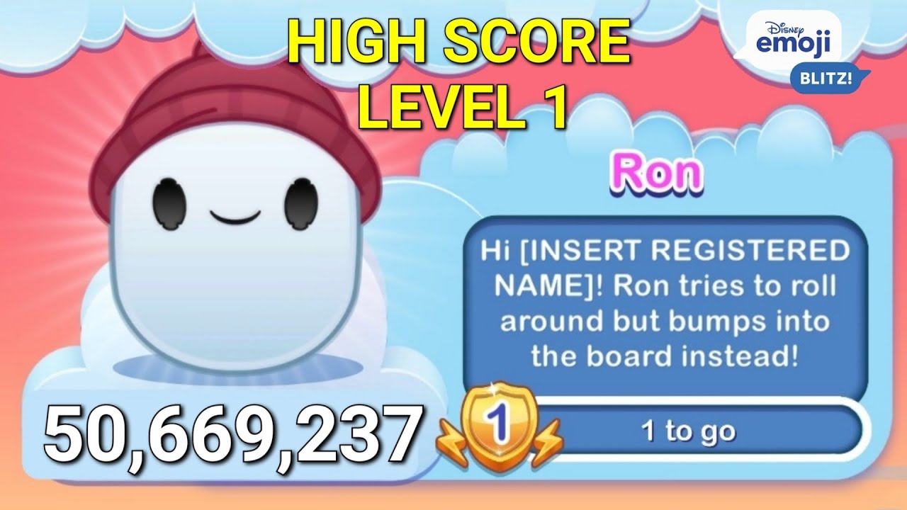 Disney Emoji Blitz - Ron (Level 1) - Ron's Gone Wrong - HIGH SCORE 50M - Gameplay