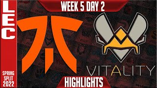 FNC vs VIT Highlights | LEC Spring 2022 W5D2 | Fnatic vs Team Vitality