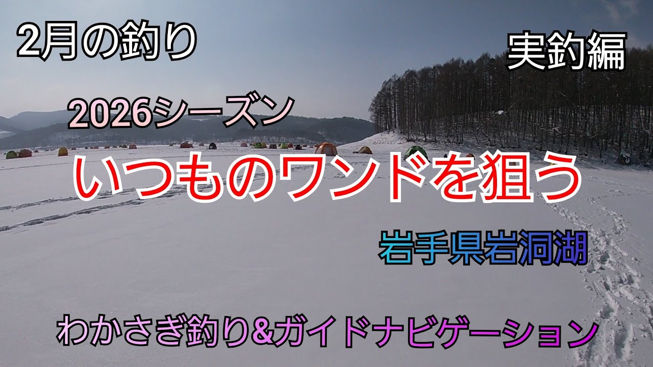 2026シーズン いつものワンドを狙う 実釣編　岩手県岩洞湖　水系　ガイドポイント　2月の釣り　氷上わかさぎ釣り 盛岡市　桧原湖　松原湖　シマノ　ダイワ 　岩手の釣り　　釣り百景