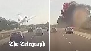 video: Shocking moment plane crashes on Florida highway and bursts into flames