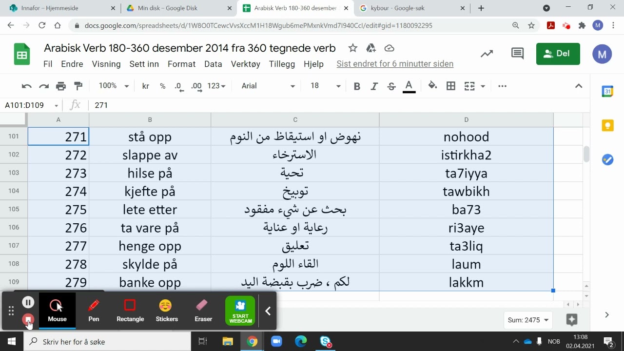 Video 31 verb 271-279 norsk-arabisk