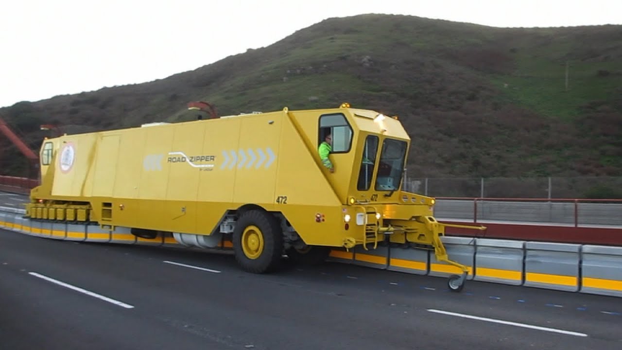 Golden Gate Bridge Zipper Truck and New Moveable Median Barrier Vista Point (January 11, 2015