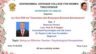 Faculty Development Programme - Day - 1 - Resource Person: Lion. Prof. Dr. P. Raajan #fdp#gacw#june#