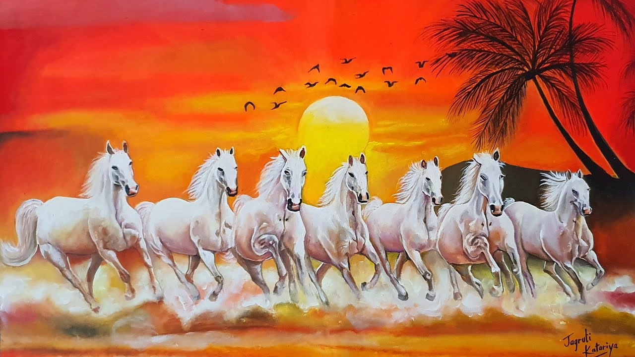 7 running horse painting acrylics on canvas tutorial. #sevenhorse ...