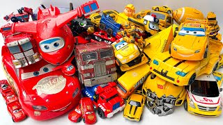 Rise of the BEAST Robot Car Toys: Lightning MC Queen Eating TRANSFORMERS: Leader OPTIMUS Prime Rage