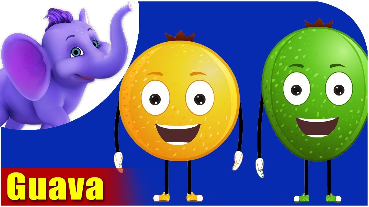 Guava Fruit Rhyme for Children, Guava Cartoon Fruits Song for Kids