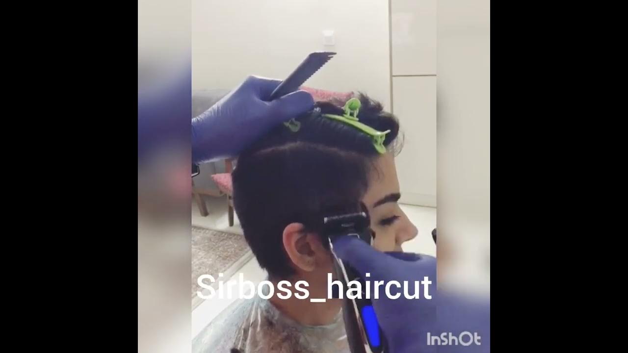 woman headshave undercut in office by barber 💈 YouTube