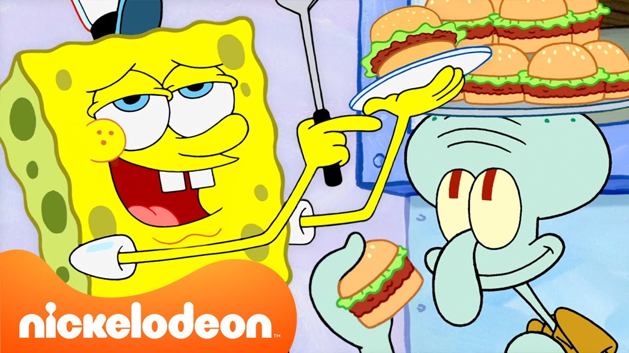 スポンジ・ボブ | スポンジ・ボブがカニカーニで働く60分！🍔 | @SpongeBobOfficial | ニコロデオンジャパン