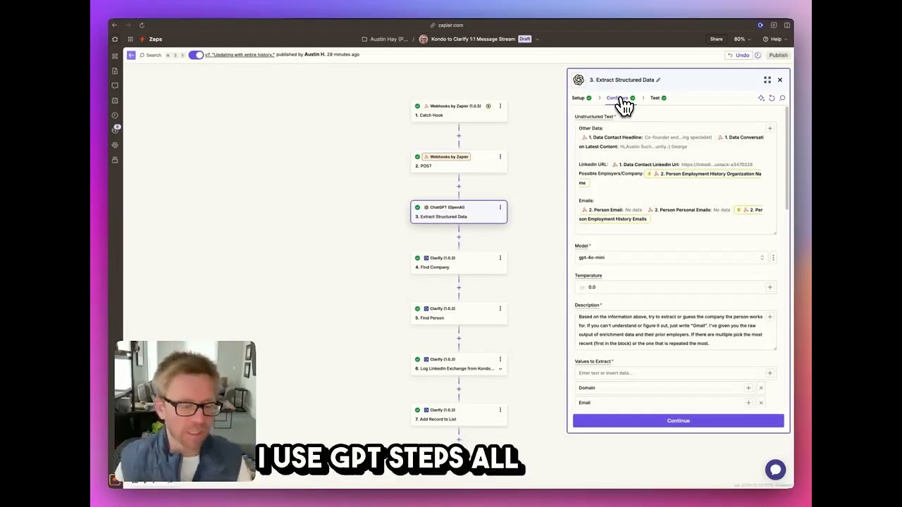 How to sync LinkedIn messages to Clarify CRM using Zapier and Kondo