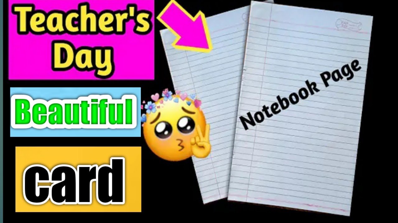 Easiest Teacher's day card from Notebook Paper • Handmade card for ...