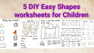 5 DIY Shapes worksheets for Children (LKG,UKG)