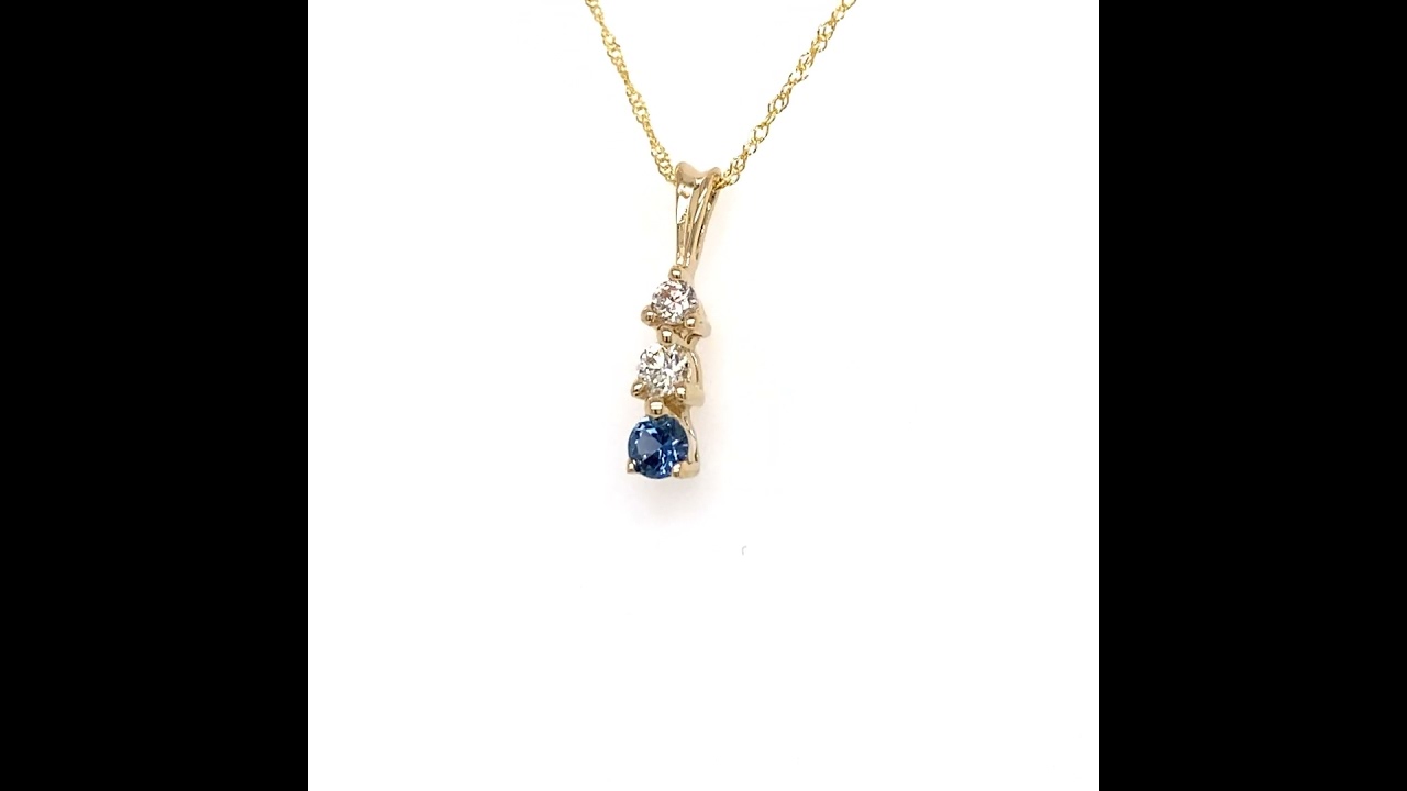 Montana Yogo Sapphire & 2 Diamond 14K Yellow Gold Pendant Necklace
