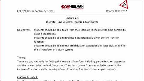 ECE320 Lecture7-3a: Discrete-Time Systems - Inverse z-Transforms