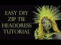 EASY DIY Zip Tie Neon Headdress Crown Tutorial  👑💀The Skulltress