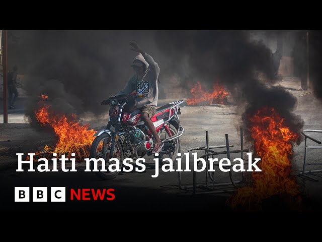 Haiti declares emergency after gangs free 4,000 inmates | BBC News class=