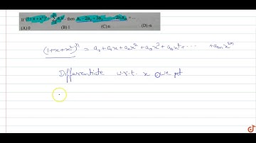 If  `(1 + x + x^2 )^n = sum_(r=0)^(2n) a_r x^r`, then  `a_1-2a_2 + 3a_3-....-2na_(2n)=...`