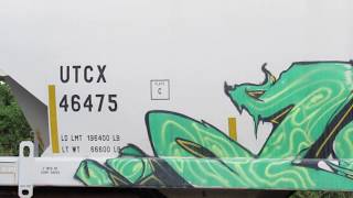 Union Tank Car built Plastic Pellet covered hopper with alien plant graffiti