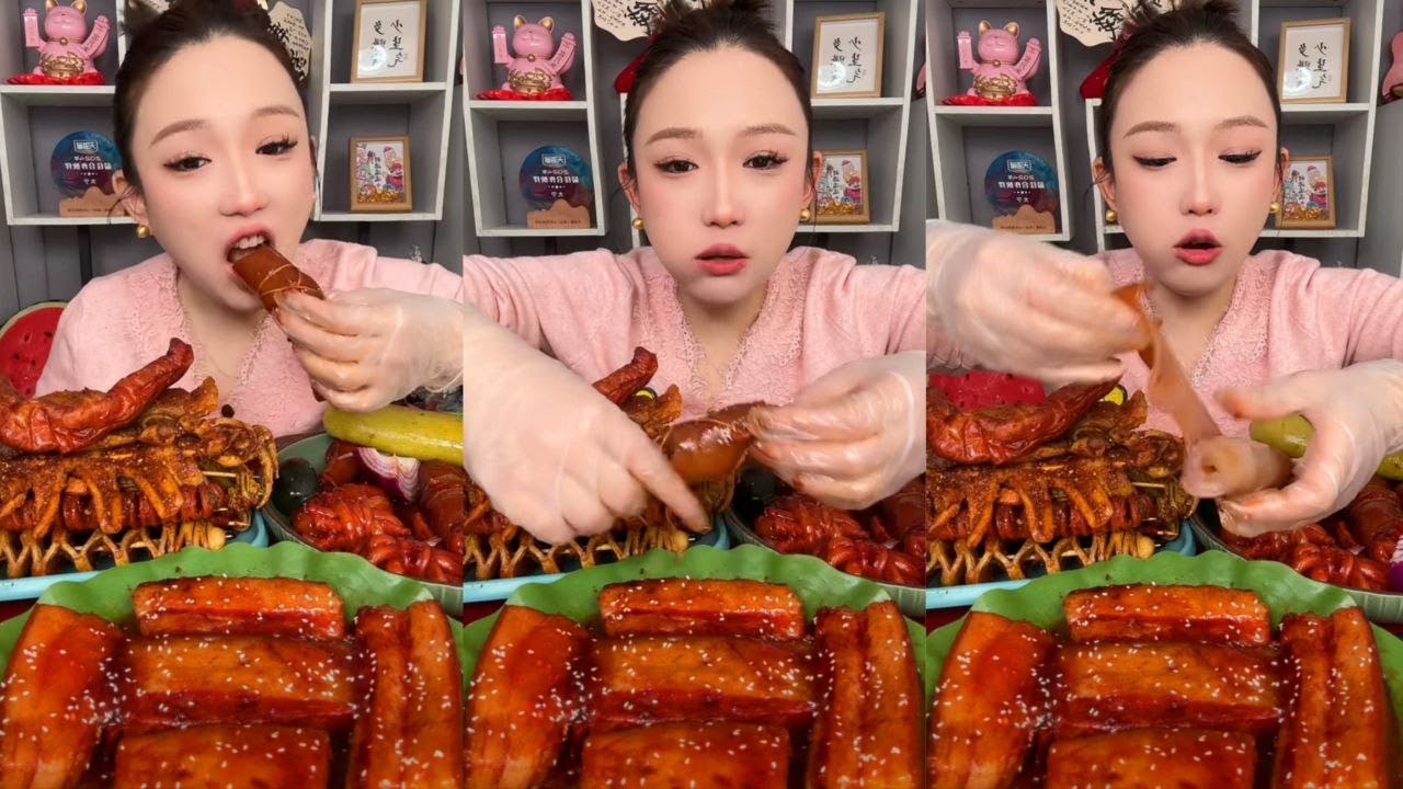 Satisfying ASMR Eating: Huge Spicy Mushroom Stir-fry