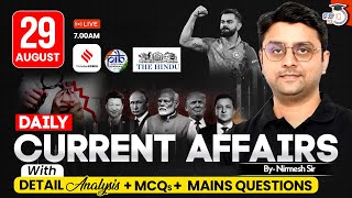PCS Daily Current Affairs 2025 | 29th August 2025 Current Affairs | By Nirmesh Sir | StudyIQ PCS