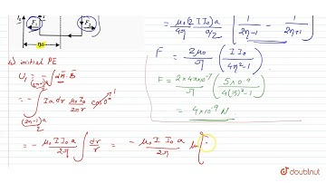 A square frame carrying a current `I=0.90A` is located in the same plane as a long straight wire