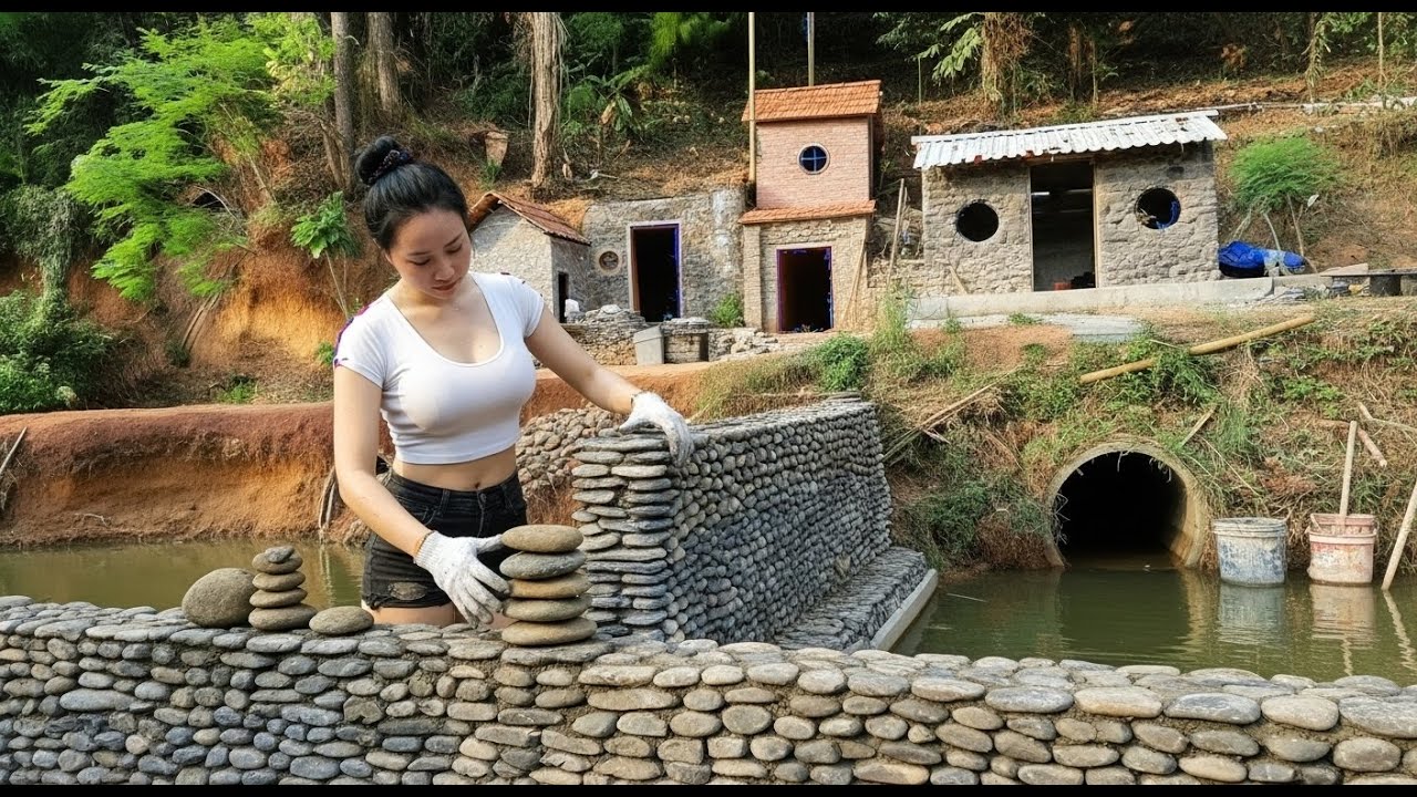 Building a System of Stone Walls to Protect Many Underground Shelters | Restore Farm - Duyen