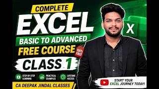 Excel Complete Course FREE 🔥 | Basic to Advanced Excel in Hindi | Class 1