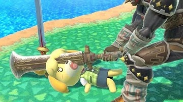 Isabelle gets hit by every final smash
