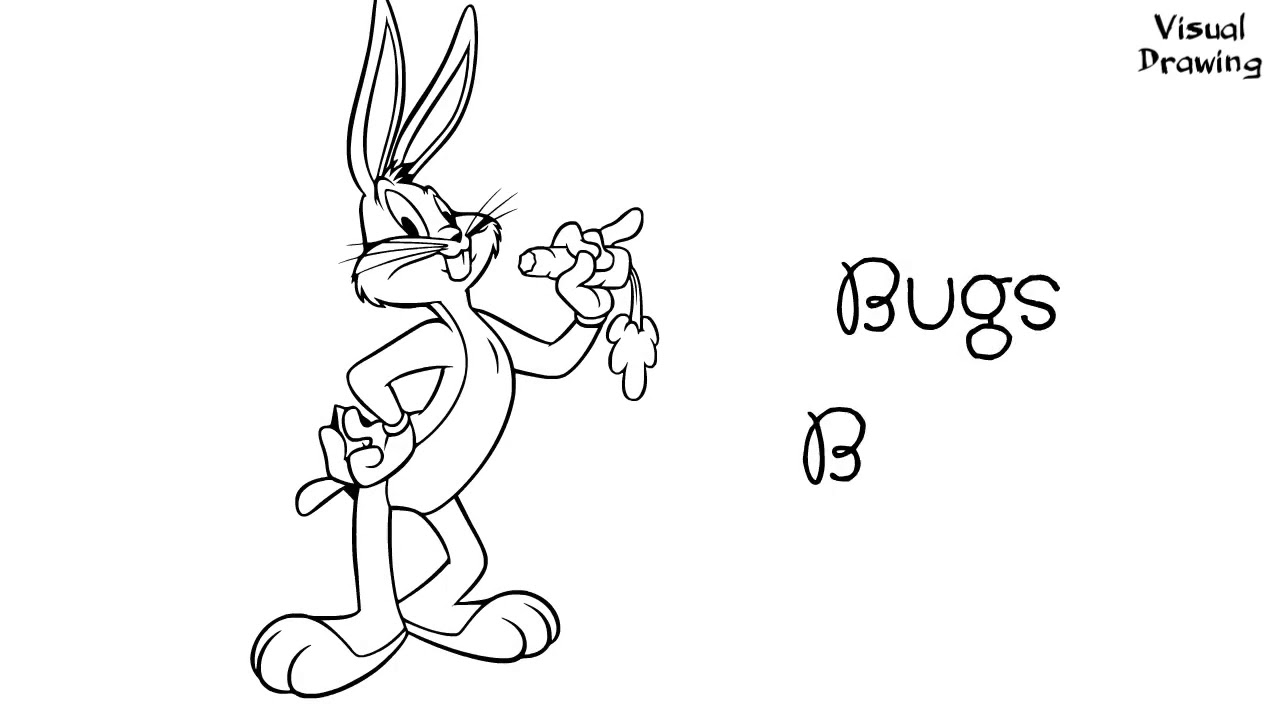 Bugs Bunny Drawing Easy, How To Draw Lola Bunny Cartoon For Beginners Step By Step 