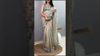 #soft organza with digital print &sequence work #@1800pp