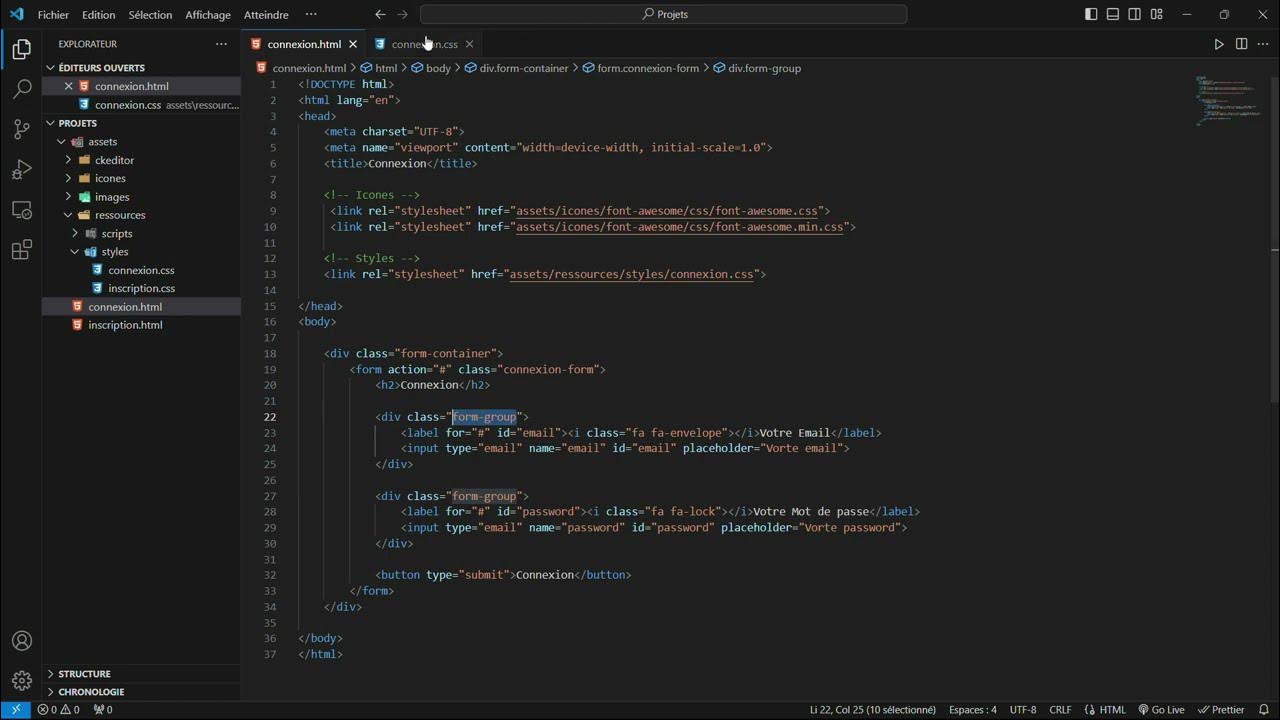 HTML, CSS et JS formulaire e Connexion - YouTube