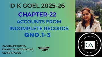 🔹 Accounts from Incomplete Records Q1–3 | DK Goel Class 11 | CBSE 2026 Solutions